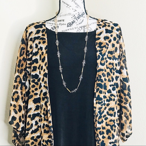 SOLD ✅ Leopard Kimono or Beach Cover Up XXL - Picture 4 of 6